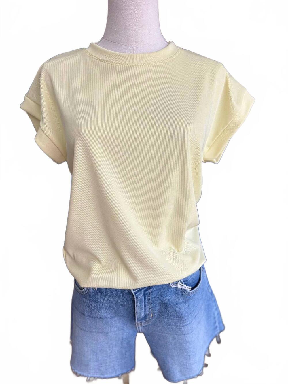 NEW KLD. SIGNATURE women's cher ribbed top in yellow